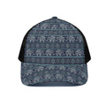 Vintage Indian Tribal Pattern Print Black Mesh Trucker Hat