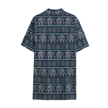 Vintage Indian Tribal Pattern Print Cotton Hawaiian Shirt