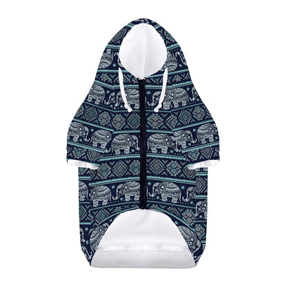 Vintage Indian Tribal Pattern Print Dog Zip Up Hoodie