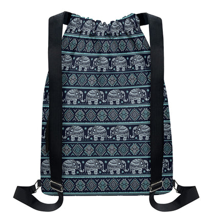 Vintage Indian Tribal Pattern Print Drawstring Backpack