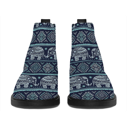 Vintage Indian Tribal Pattern Print Flat Ankle Boots