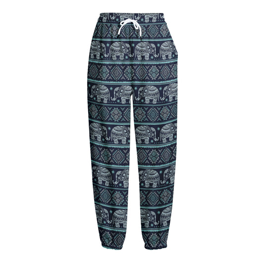 Vintage Indian Tribal Pattern Print Fleece Lined Knit Pants