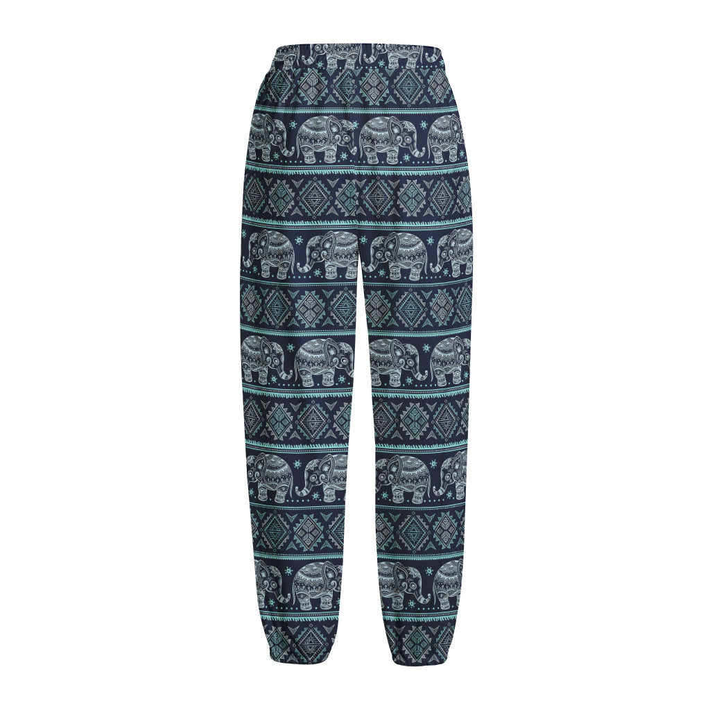 Vintage Indian Tribal Pattern Print Fleece Lined Knit Pants