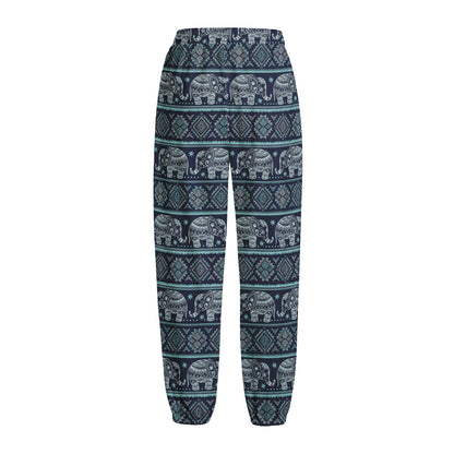 Vintage Indian Tribal Pattern Print Fleece Lined Knit Pants