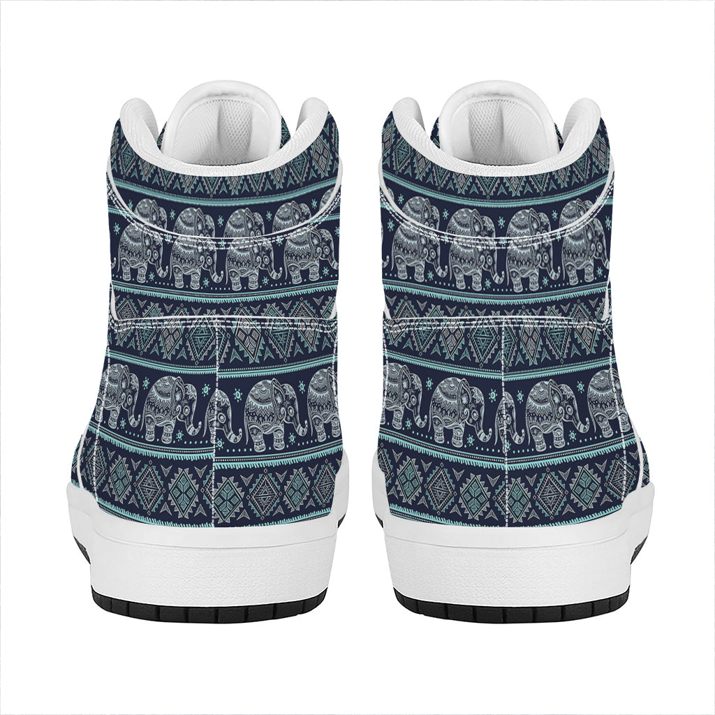 Vintage Indian Tribal Pattern Print High Top Leather Sneakers