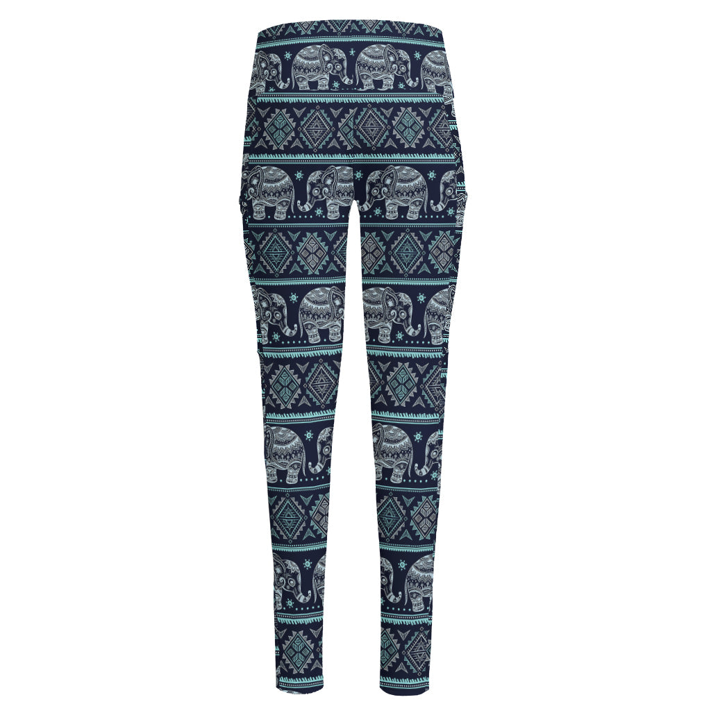 Vintage Indian Tribal Pattern Print High-Waisted Pocket Leggings
