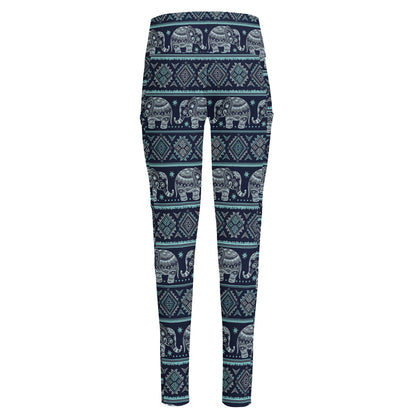 Vintage Indian Tribal Pattern Print High-Waisted Pocket Leggings
