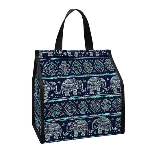 Vintage Indian Tribal Pattern Print Insulated Lunch Tote