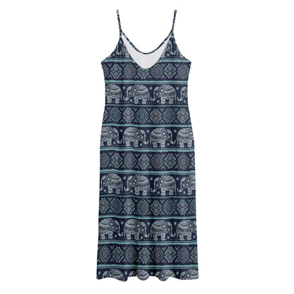 Vintage Indian Tribal Pattern Print Jersey Midi Cami Dress