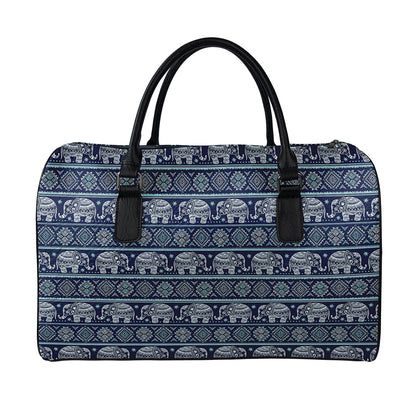 Vintage Indian Tribal Pattern Print Leather Duffle Bag
