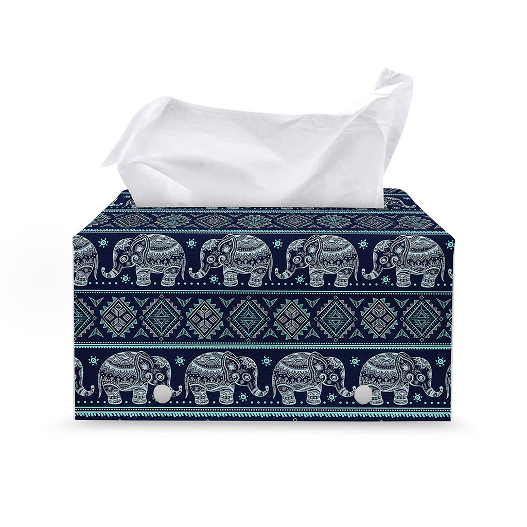 Vintage Indian Tribal Pattern Print Leather Tissue Box Cover