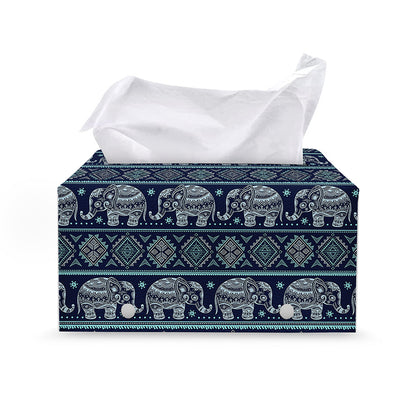Vintage Indian Tribal Pattern Print Leather Tissue Box Cover