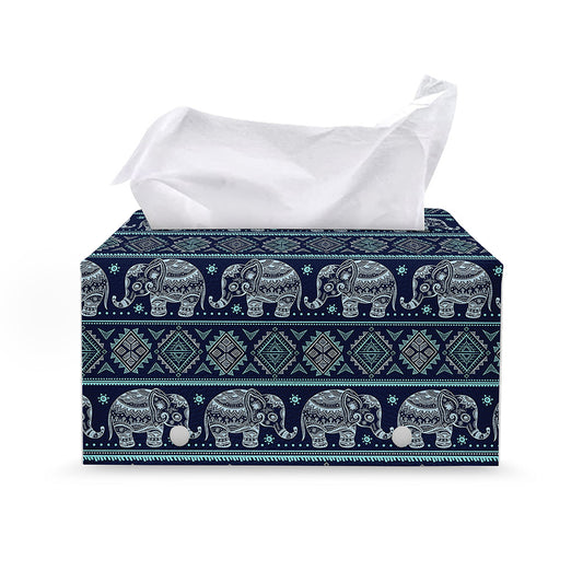 Vintage Indian Tribal Pattern Print Leather Tissue Box Cover