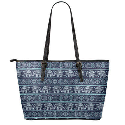 Vintage Indian Tribal Pattern Print Leather Tote Bag