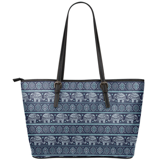 Vintage Indian Tribal Pattern Print Leather Tote Bag