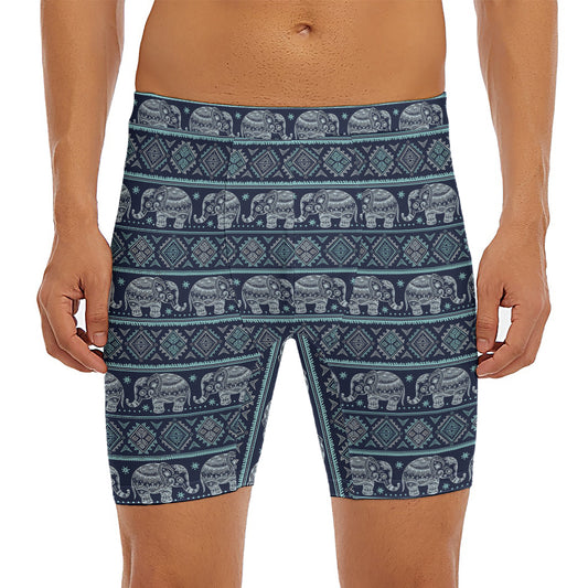 Vintage Indian Tribal Pattern Print Men's Long Boxer Briefs