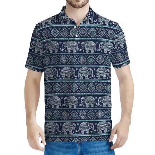 Vintage Indian Tribal Pattern Print Men's Polo Shirt