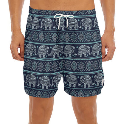 Vintage Indian Tribal Pattern Print Men's Split Running Shorts
