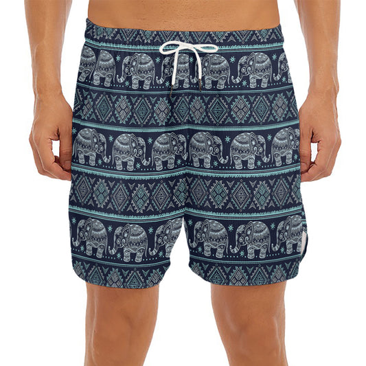 Vintage Indian Tribal Pattern Print Men's Split Running Shorts