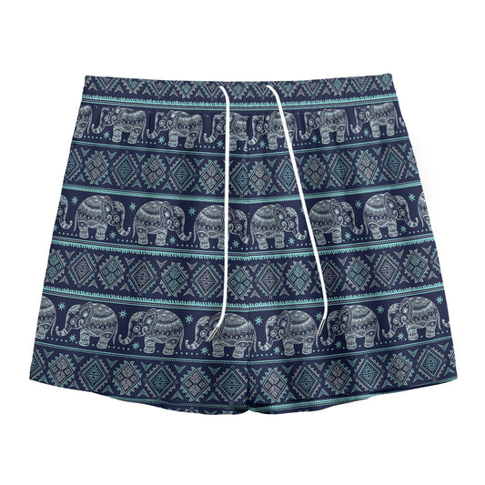 Vintage Indian Tribal Pattern Print Mesh Shorts