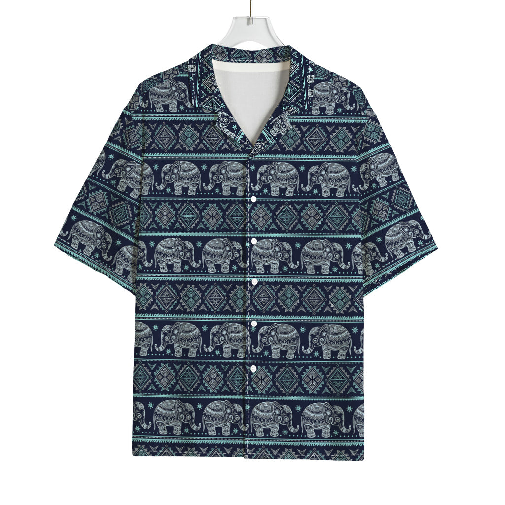 Vintage Indian Tribal Pattern Print Rayon Hawaiian Shirt