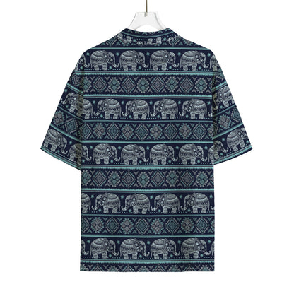 Vintage Indian Tribal Pattern Print Rayon Hawaiian Shirt