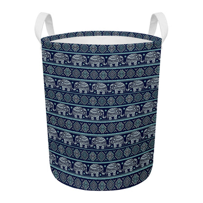 Vintage Indian Tribal Pattern Print Round Laundry Basket
