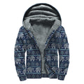 Vintage Indian Tribal Pattern Print Sherpa Lined Zip Up Hoodie