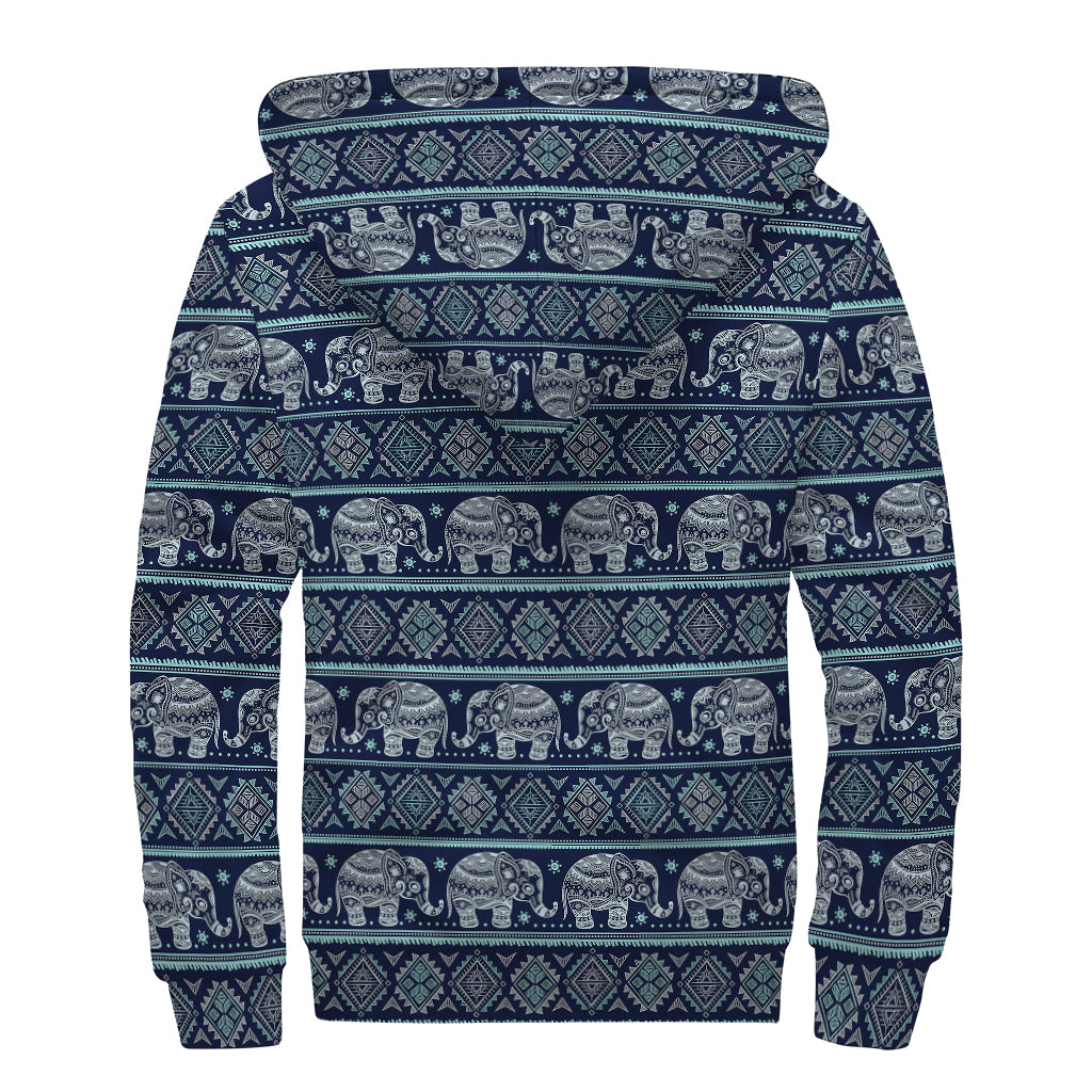 Vintage Indian Tribal Pattern Print Sherpa Lined Zip Up Hoodie