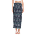 Vintage Indian Tribal Pattern Print Side Slit Maxi Skirt