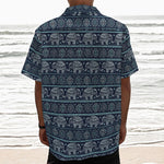 Vintage Indian Tribal Pattern Print Textured Short Sleeve Shirt