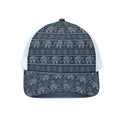 Vintage Indian Tribal Pattern Print White Mesh Trucker Hat