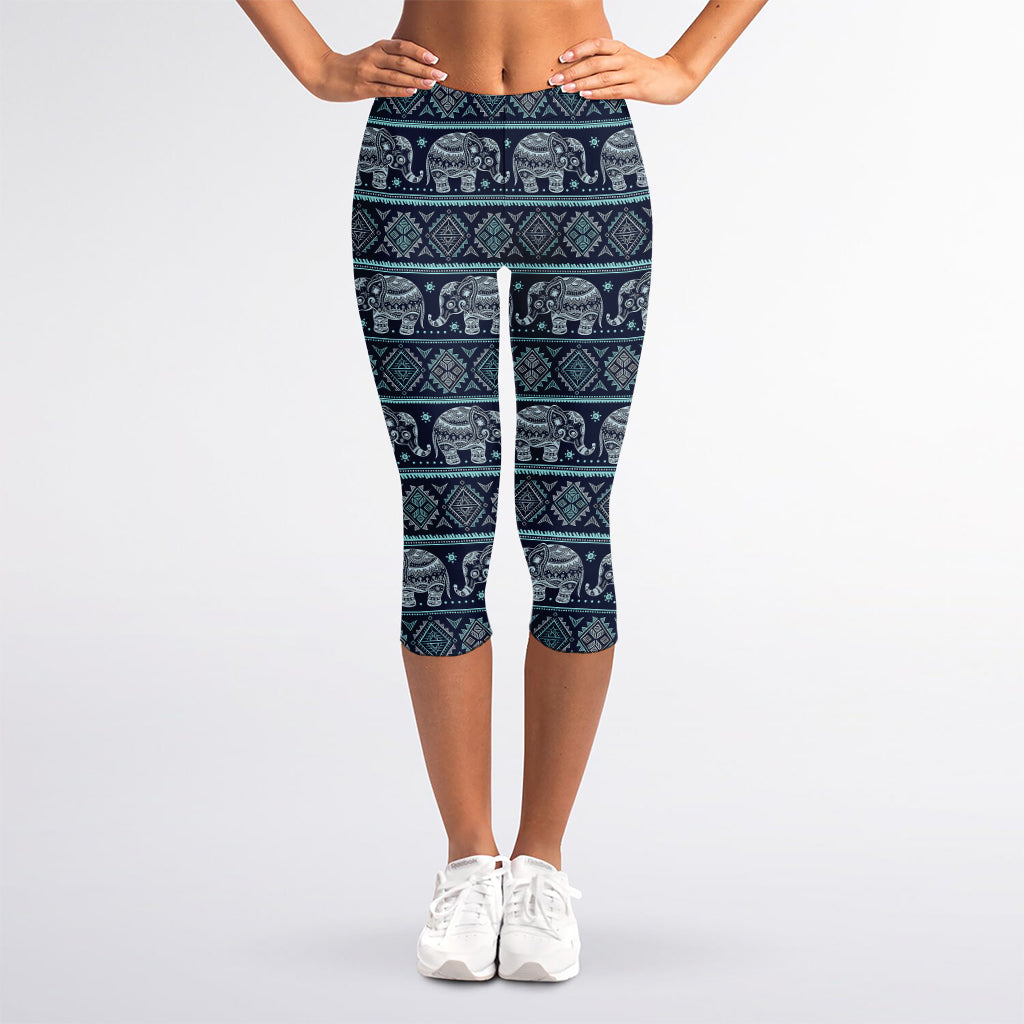 Vintage Indian Tribal Pattern Print Women's Capri Leggings