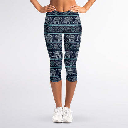 Vintage Indian Tribal Pattern Print Women's Capri Leggings