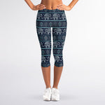 Vintage Indian Tribal Pattern Print Women's Capri Leggings