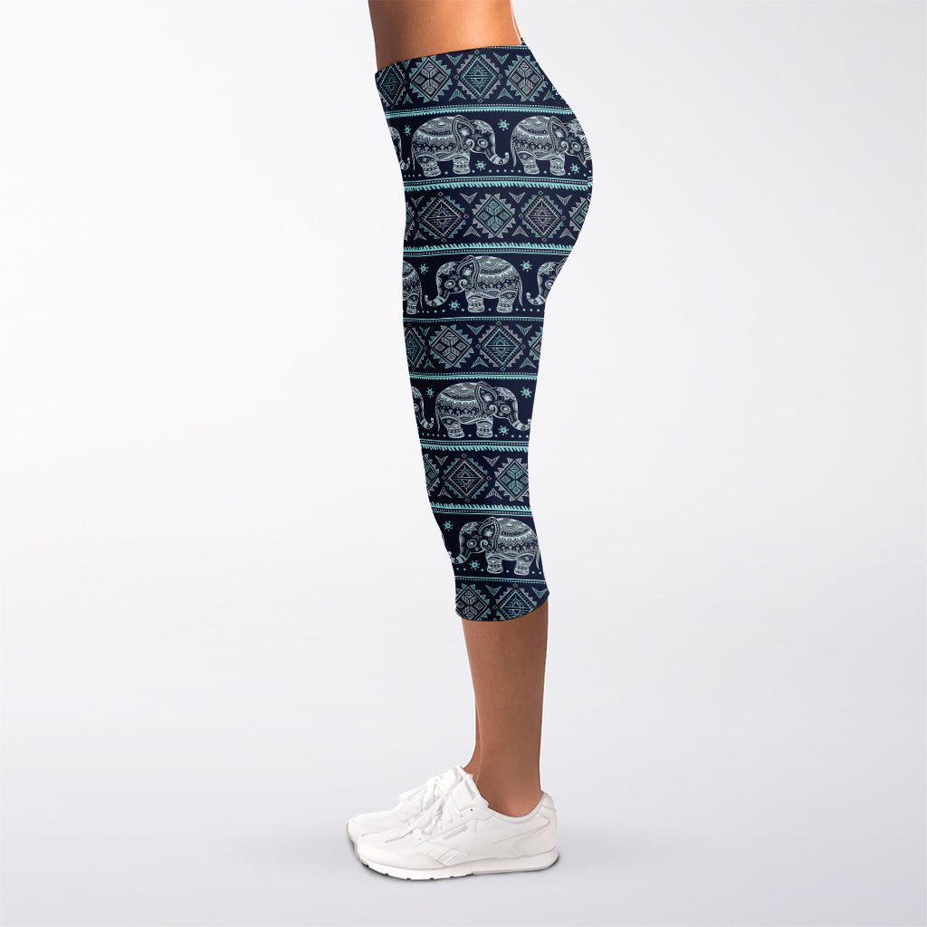 Vintage Indian Tribal Pattern Print Women's Capri Leggings