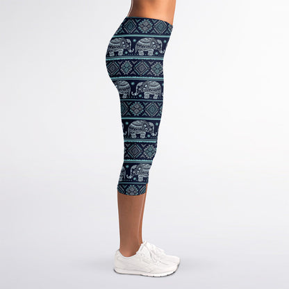 Vintage Indian Tribal Pattern Print Women's Capri Leggings
