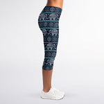 Vintage Indian Tribal Pattern Print Women's Capri Leggings