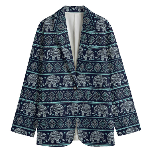 Vintage Indian Tribal Pattern Print Women's Cotton Blazer