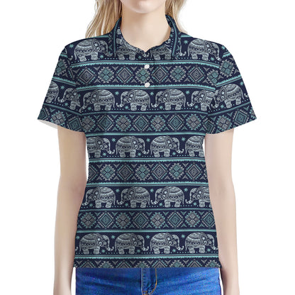Vintage Indian Tribal Pattern Print Women's Polo Shirt