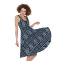 Vintage Indian Tribal Pattern Print Sleeveless Knee Length Dress