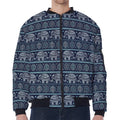 Vintage Indian Tribal Pattern Print Zip Sleeve Bomber Jacket
