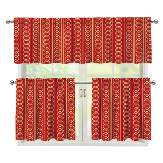 Vintage Japanese Pattern Print 3 Piece Kitchen Curtains
