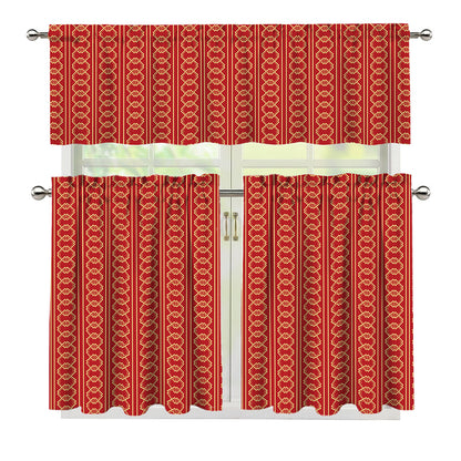 Vintage Japanese Pattern Print 3 Piece Kitchen Curtains