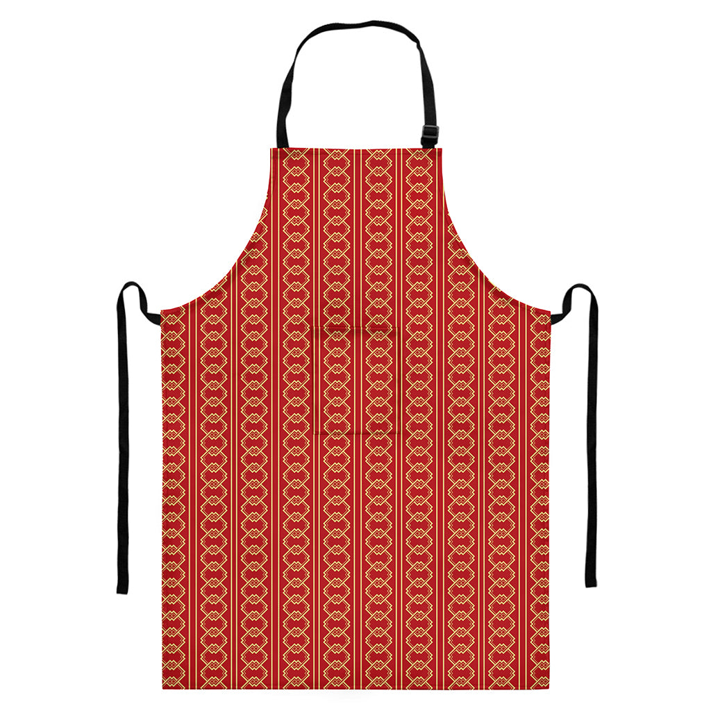Vintage Japanese Pattern Print Bib Apron With Pocket
