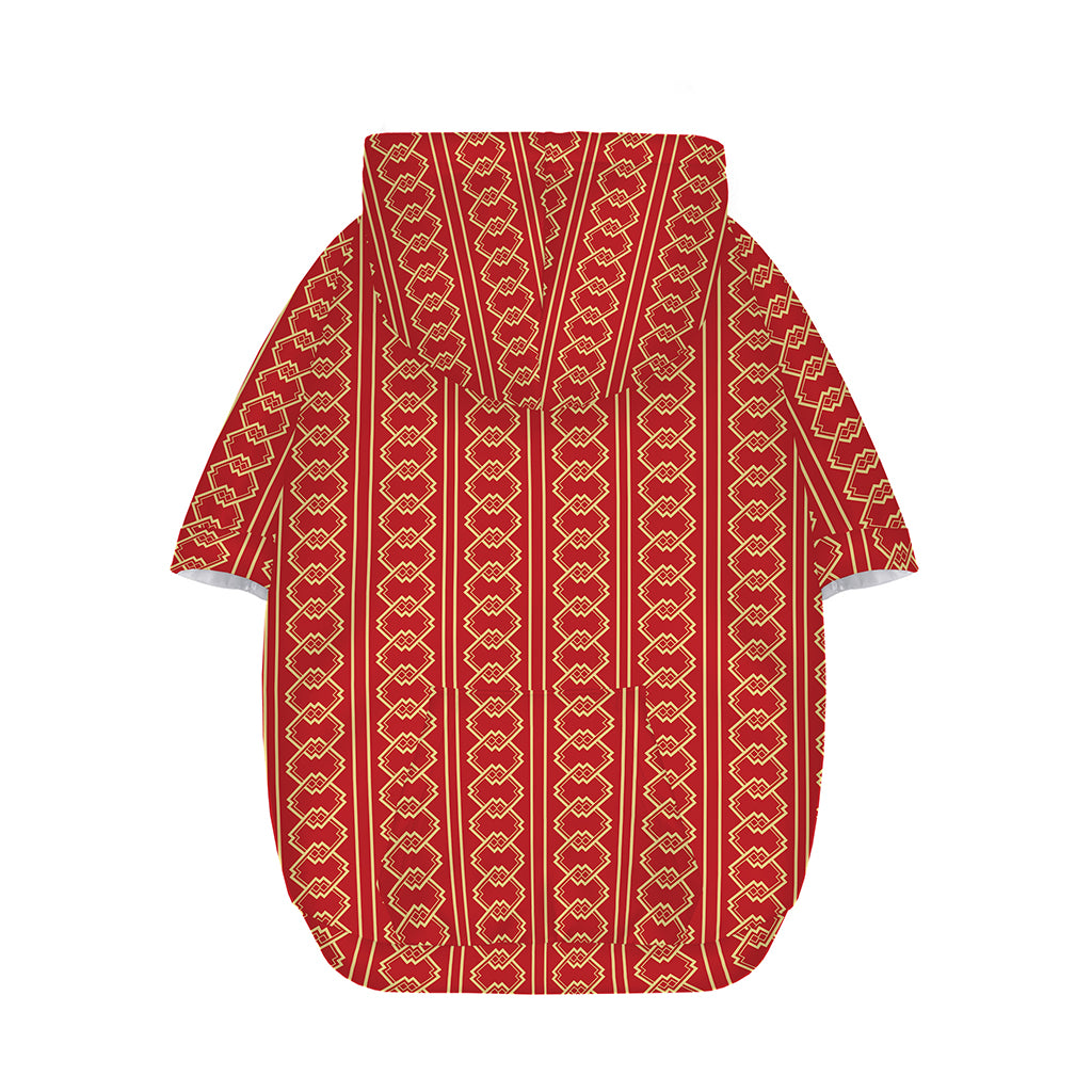 Vintage Japanese Pattern Print Dog Zip Up Hoodie