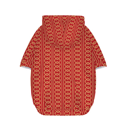 Vintage Japanese Pattern Print Dog Zip Up Hoodie