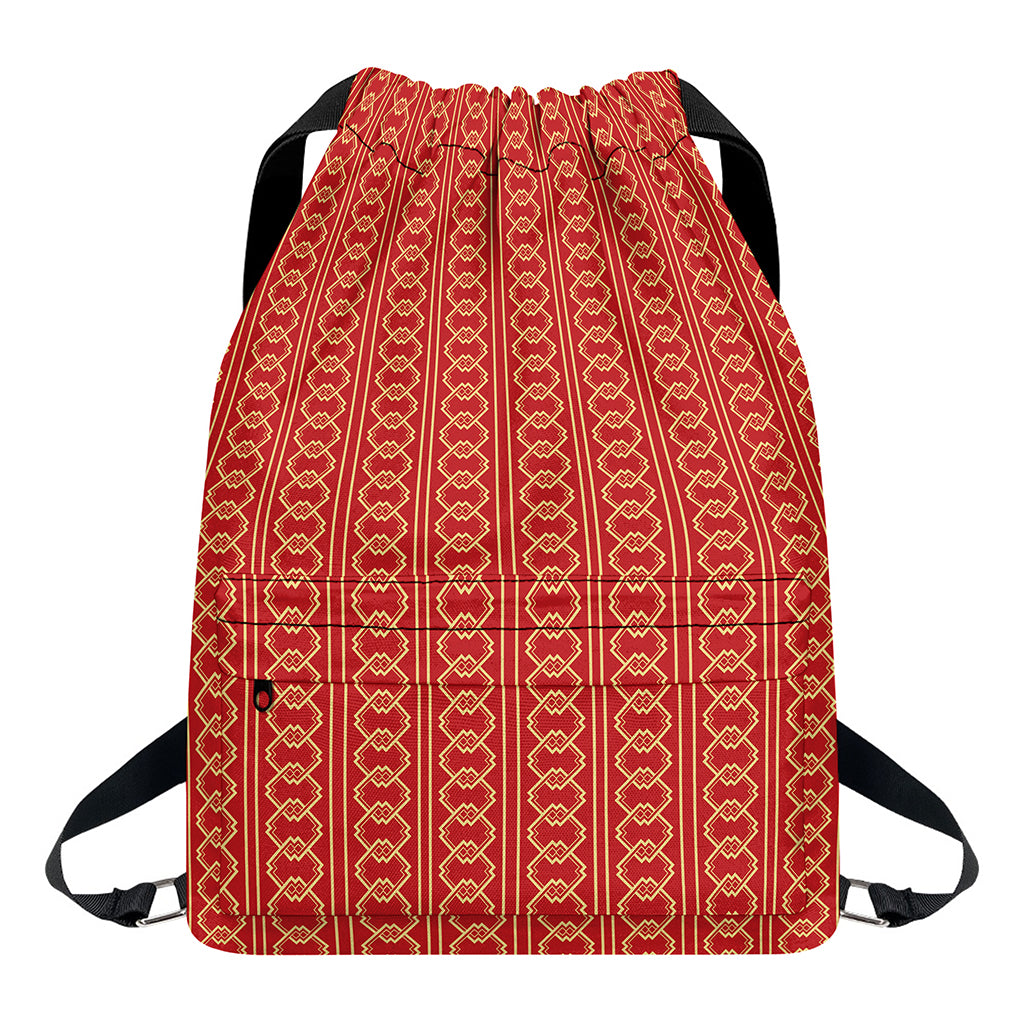 Vintage Japanese Pattern Print Drawstring Backpack