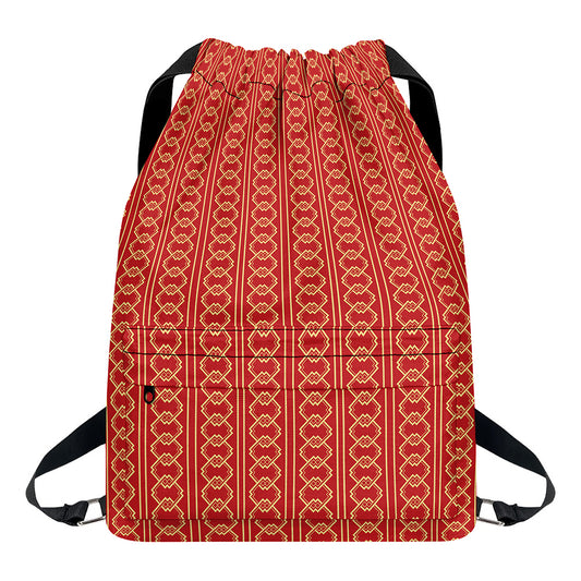 Vintage Japanese Pattern Print Drawstring Backpack