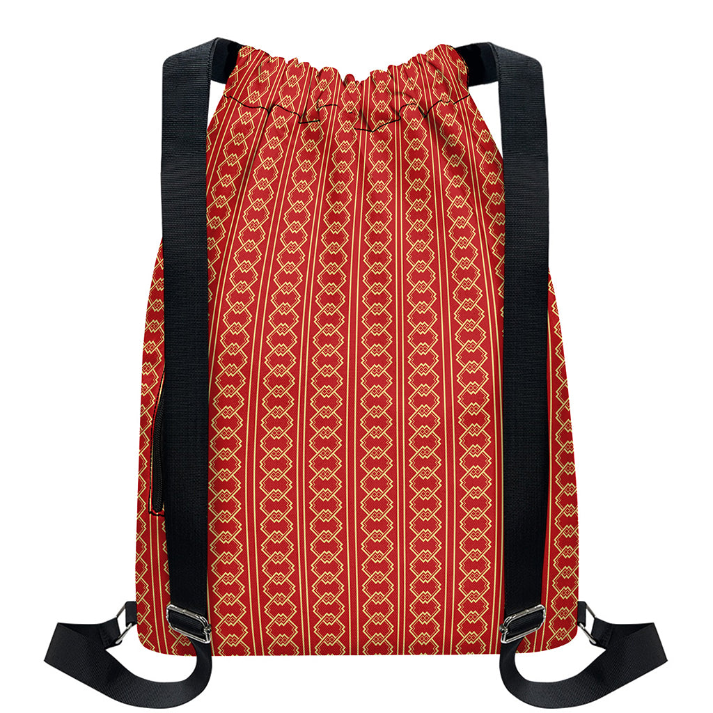 Vintage Japanese Pattern Print Drawstring Backpack